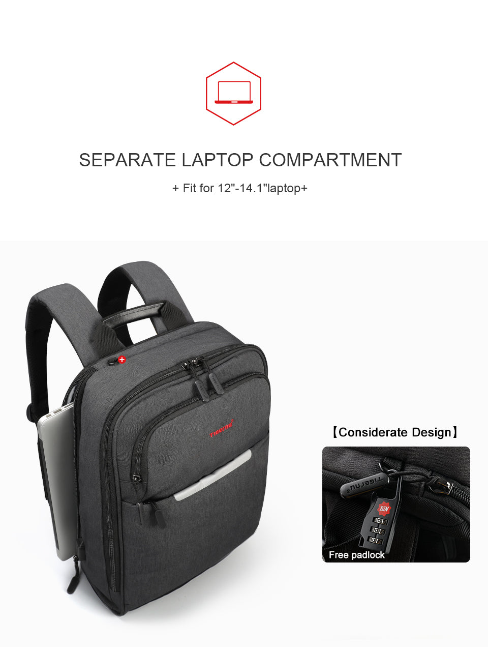 Mochila Ejecutiva Gris T-B3305A