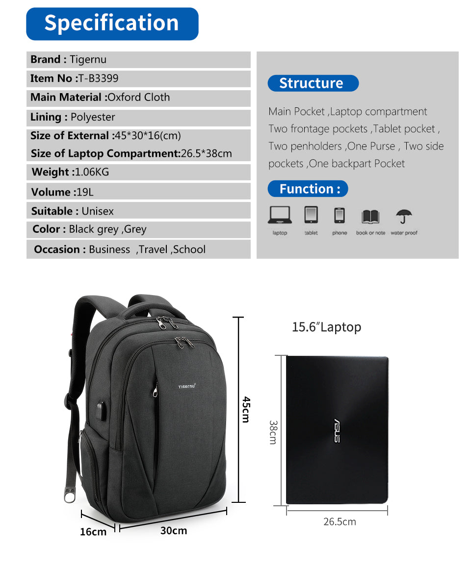 Mochila Ejecutiva Gris T-B3399