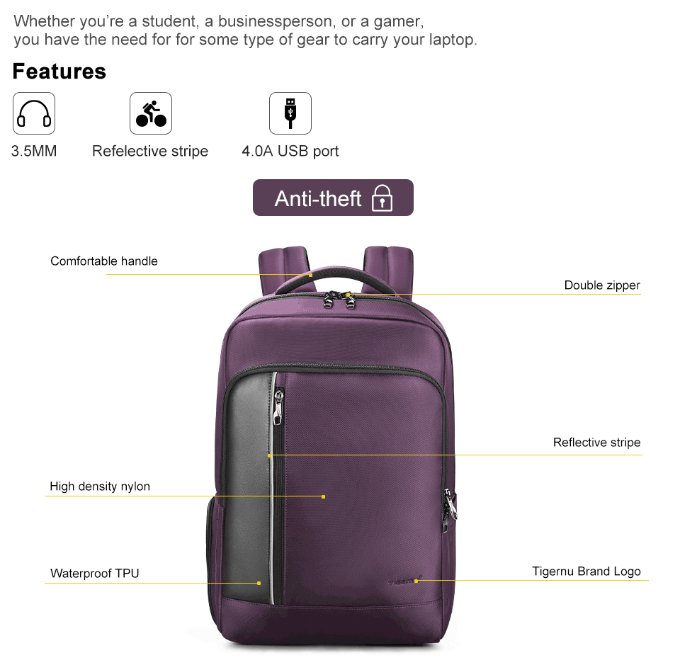 Mochila Ejecutiva Morada T-B3668