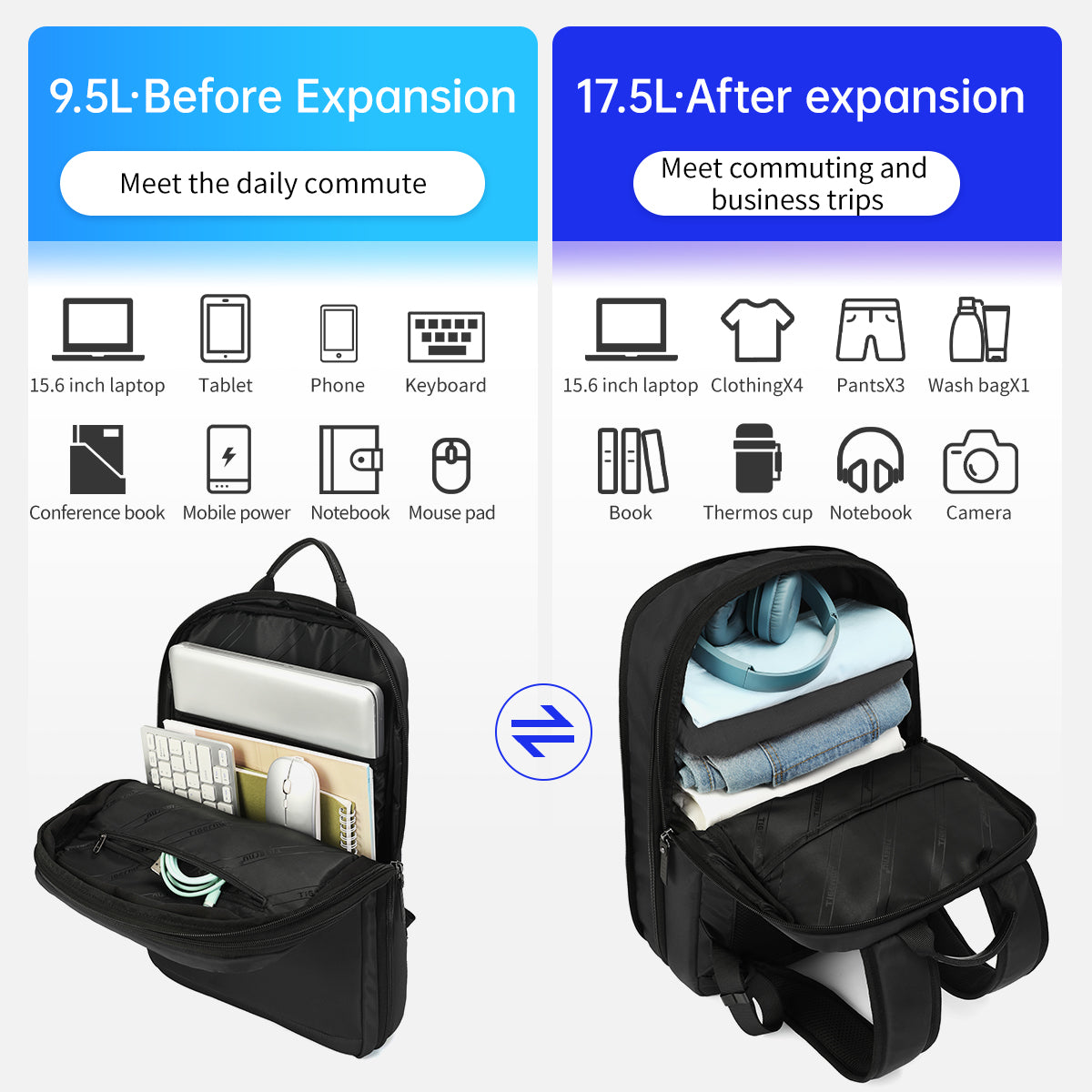 Mochila Ejecutiva Negra T-B9013