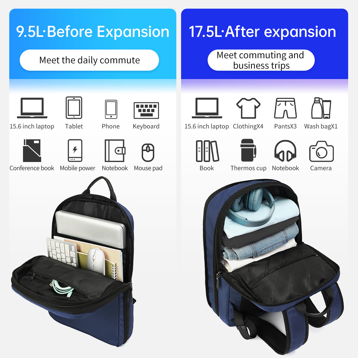 Mochila Ejecutiva Azul Marino T-B9013