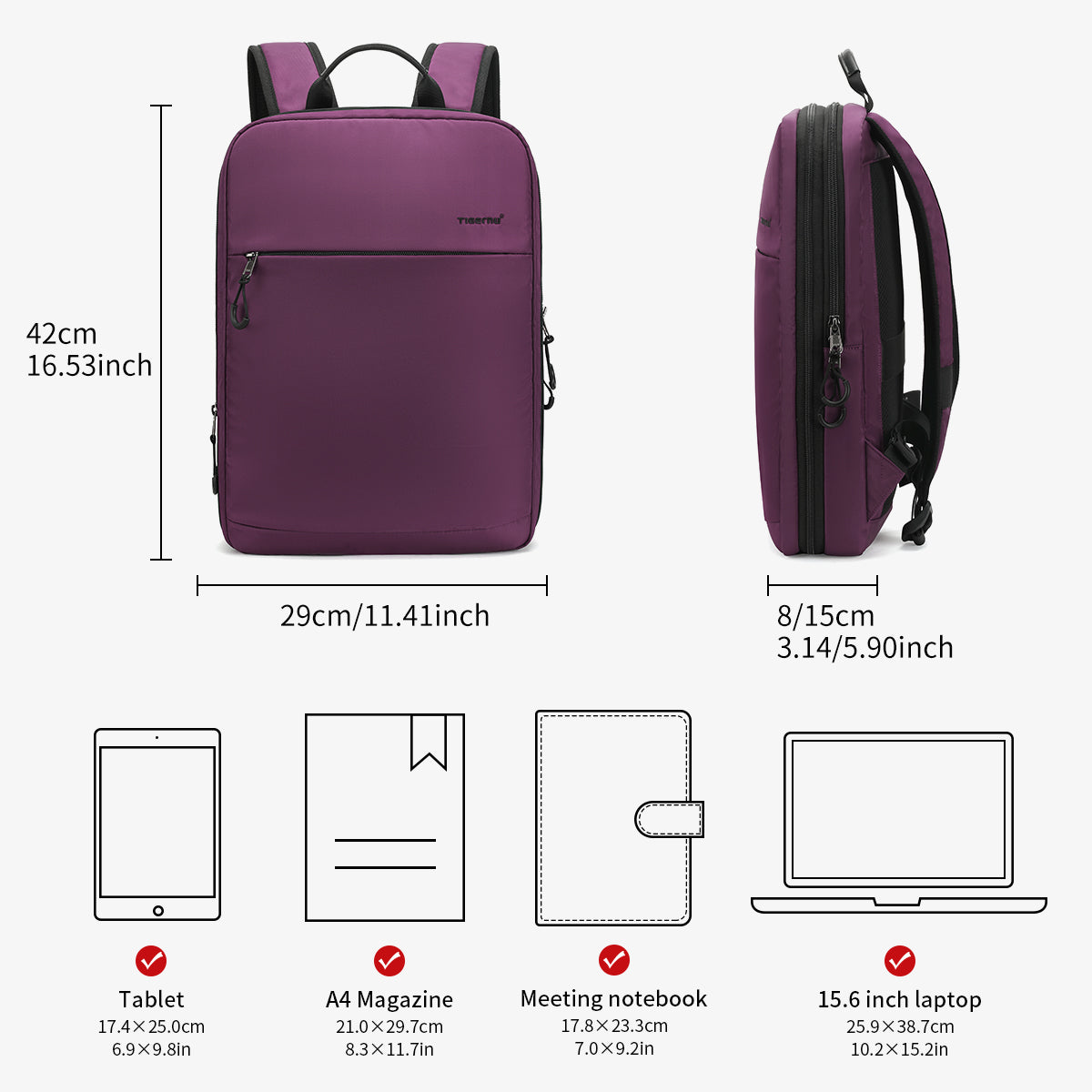 Mochila Ejecutiva Morada T-B9013