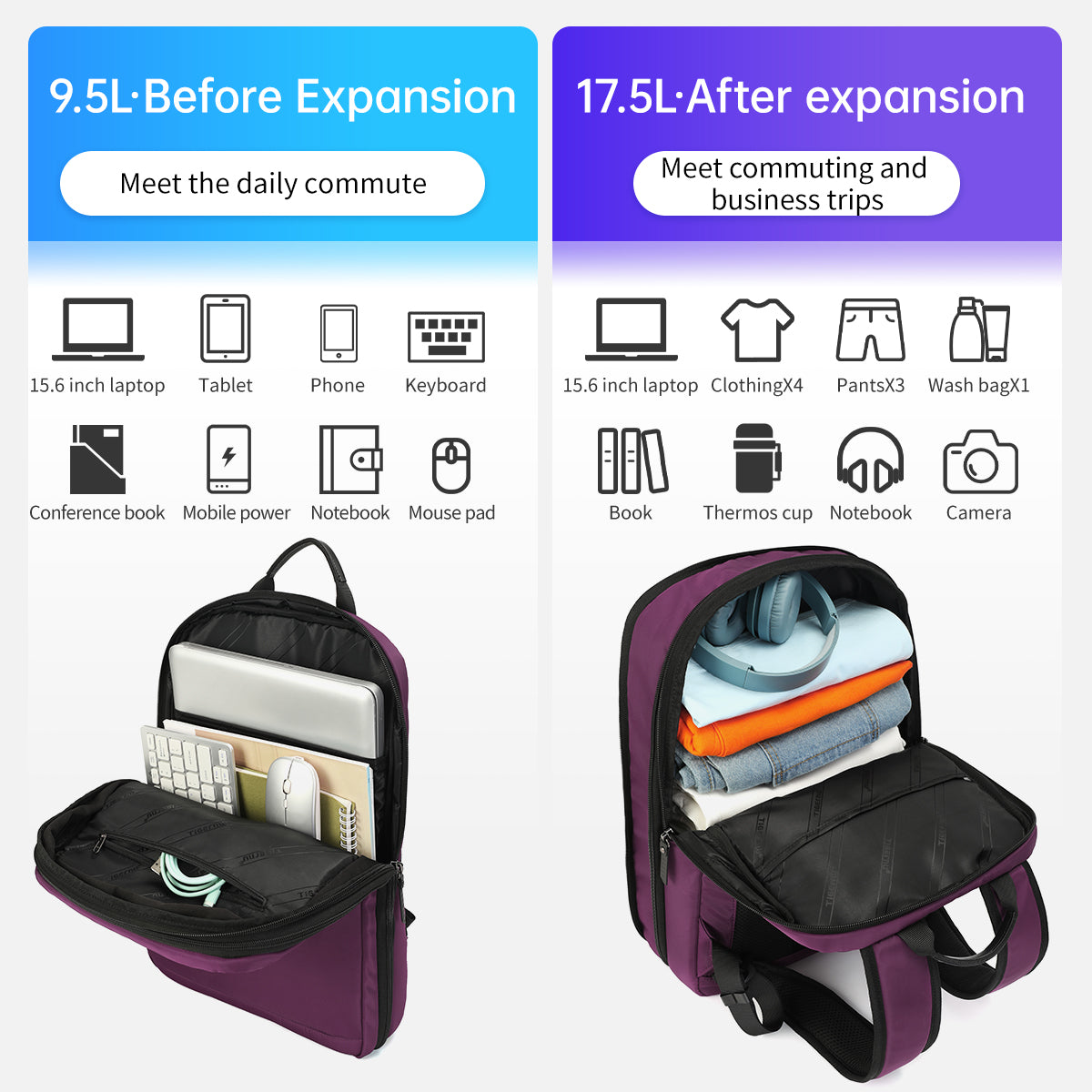 Mochila Ejecutiva Morada T-B9013
