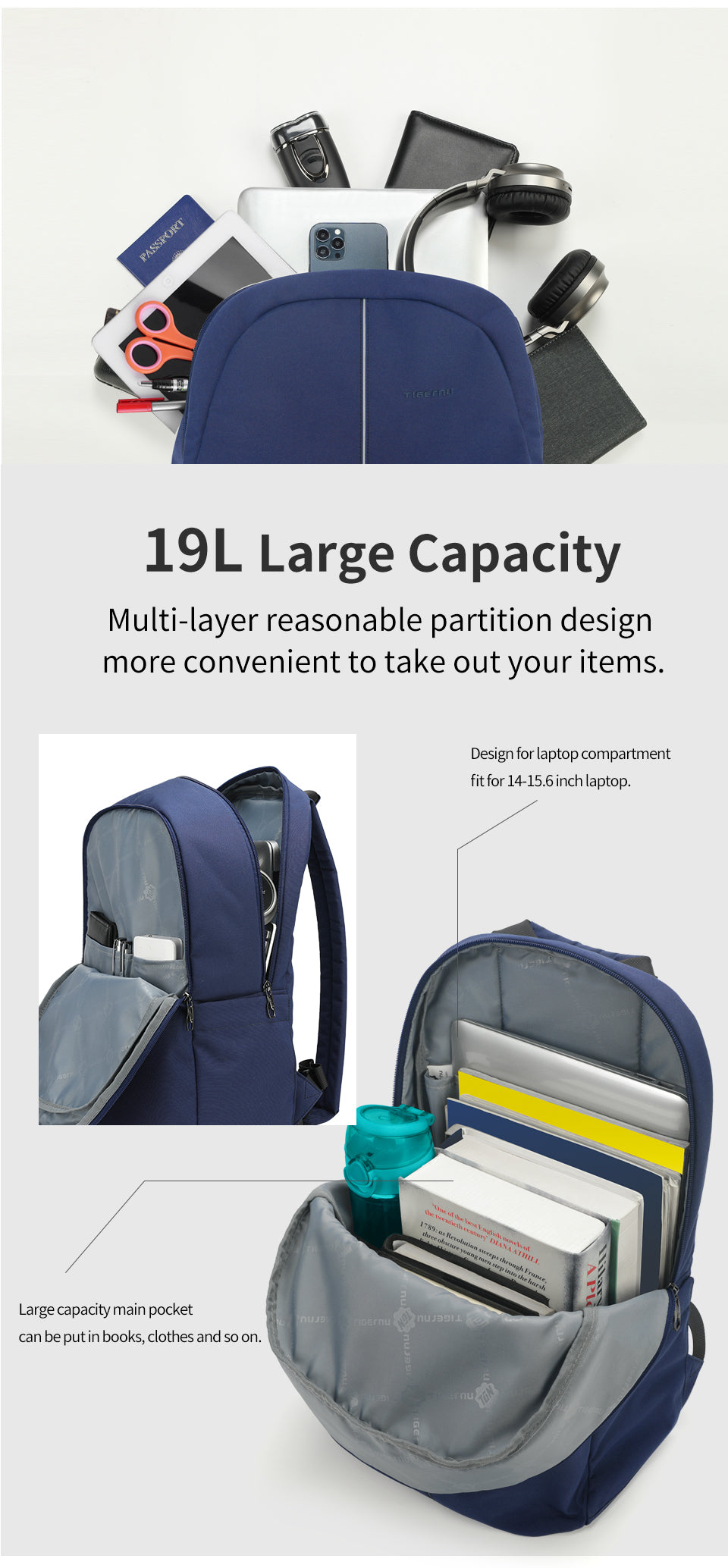 Mochila Academica Azul Marino T-B9017