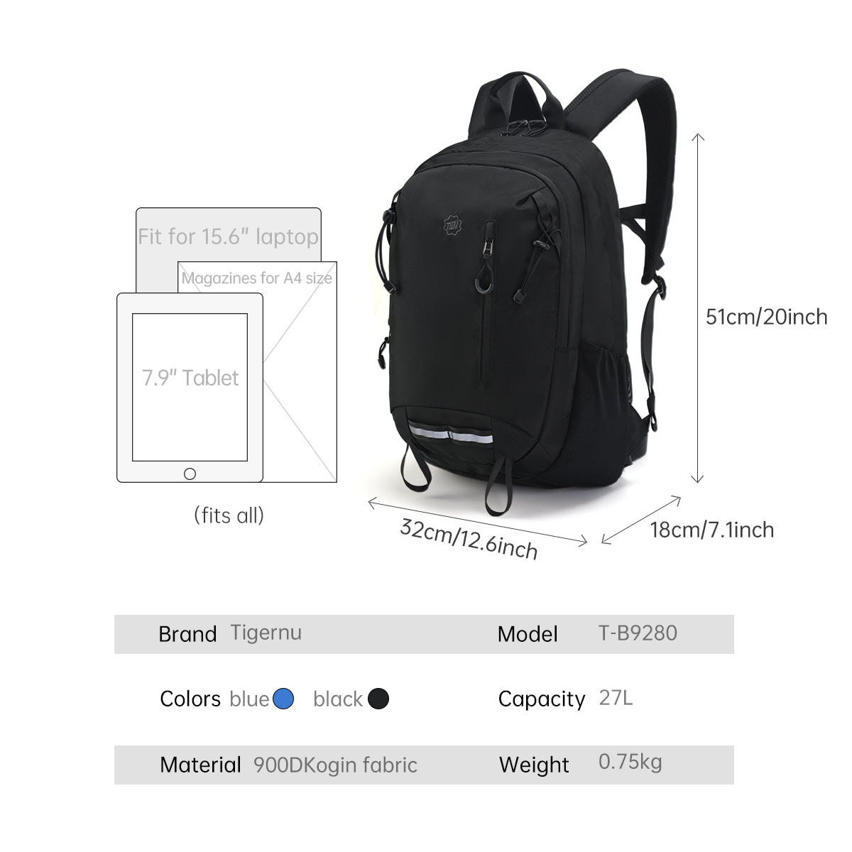 Mochila Outdoor Negra T-B9280