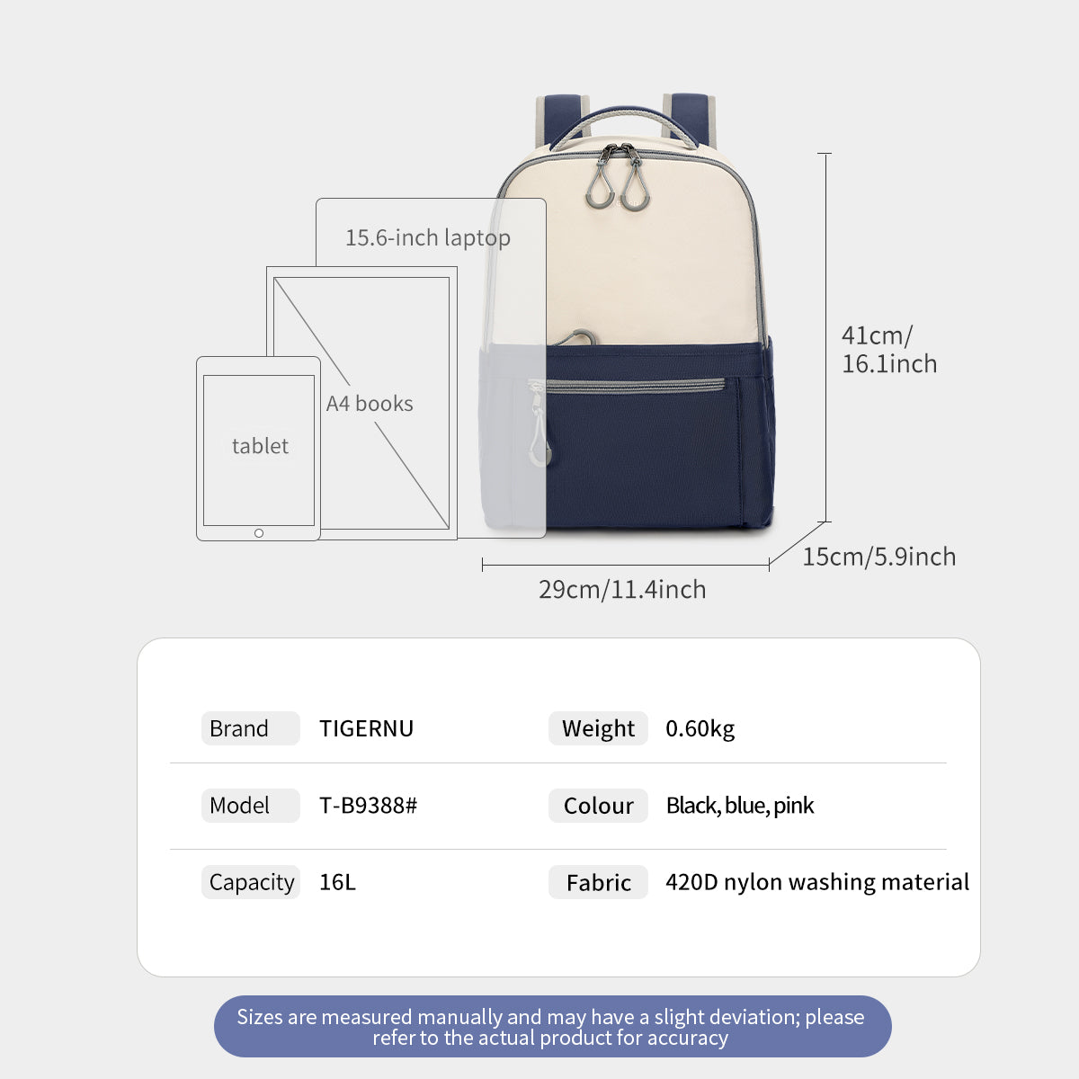 Mochila Academica Azul Marino T-B9388