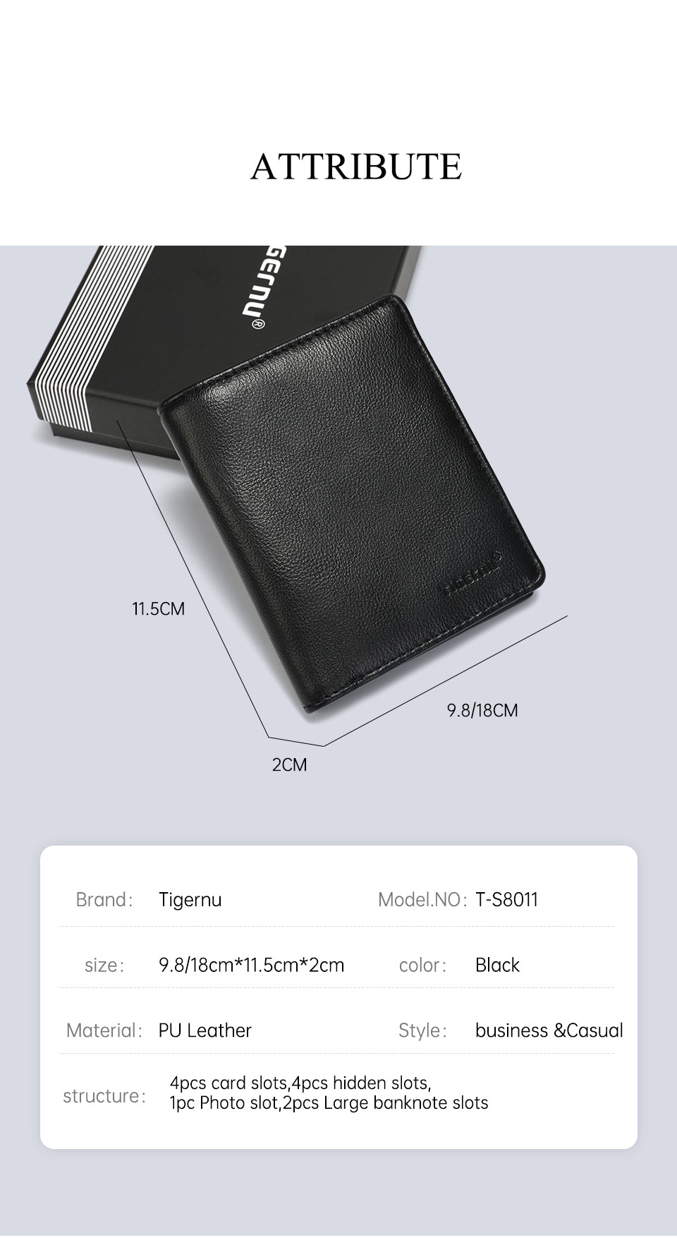 Billetera Ejecutiva Negra T-S8011
