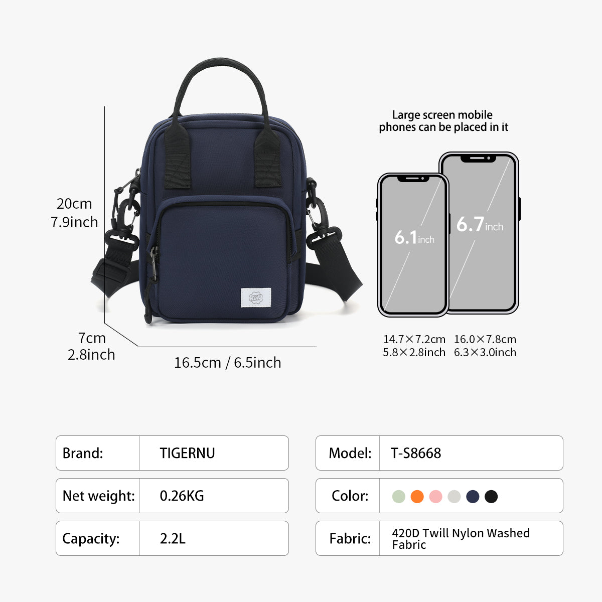 Bolso Tipo Bandoleras Azul Marino T-S8668
