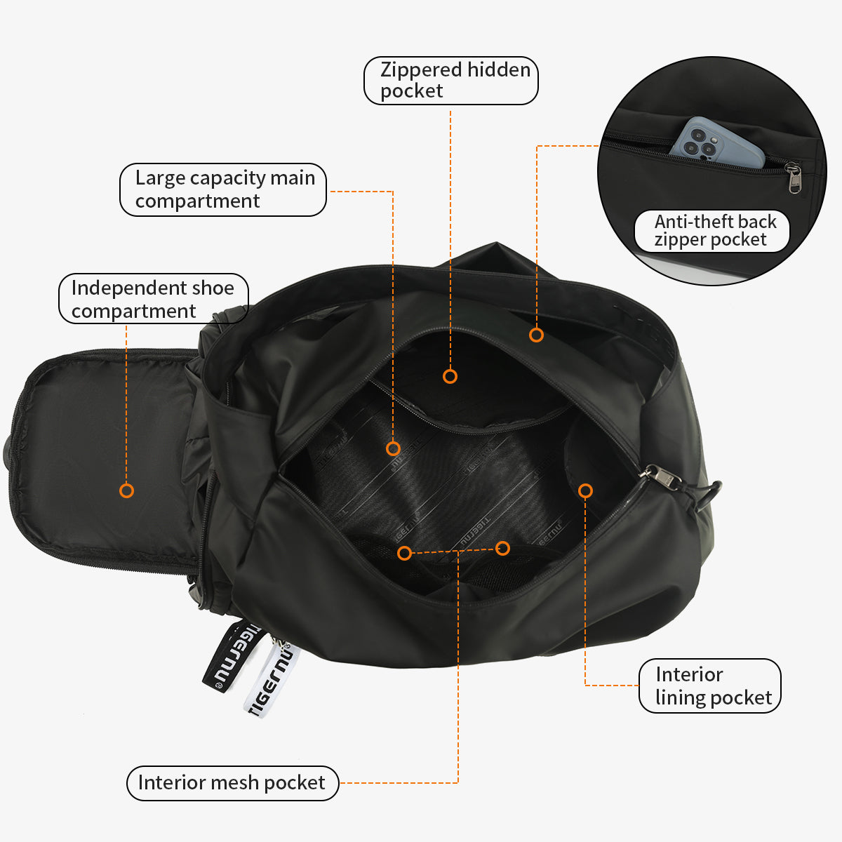 Bolso GYM Negro T-S8890