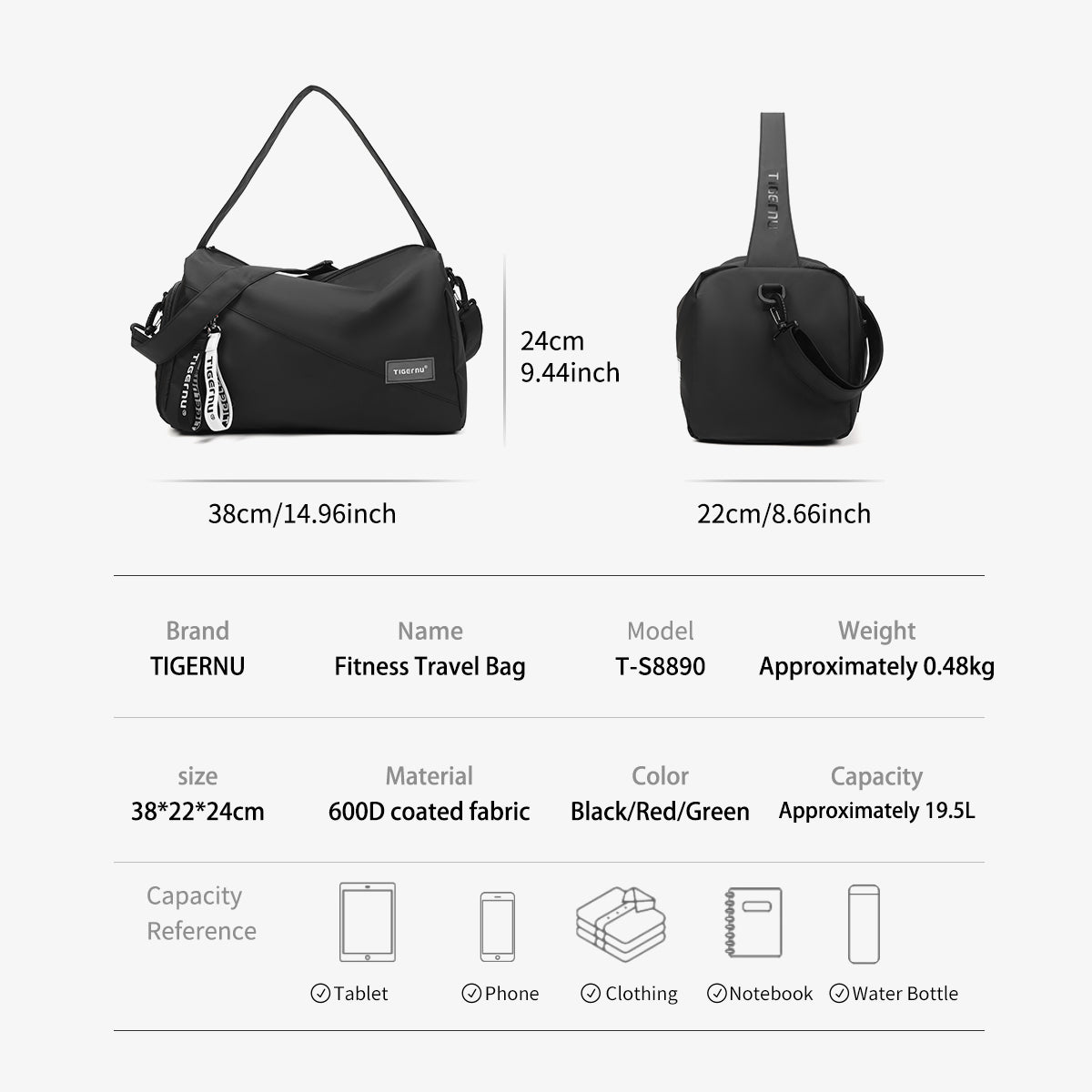Bolso GYM Negro T-S8890