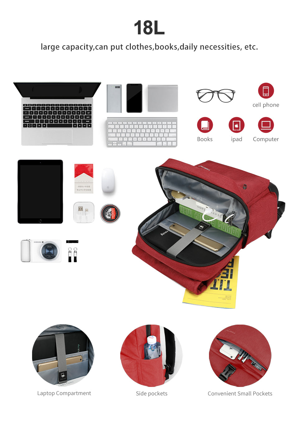 Mochila Urbana Roja T-B3513