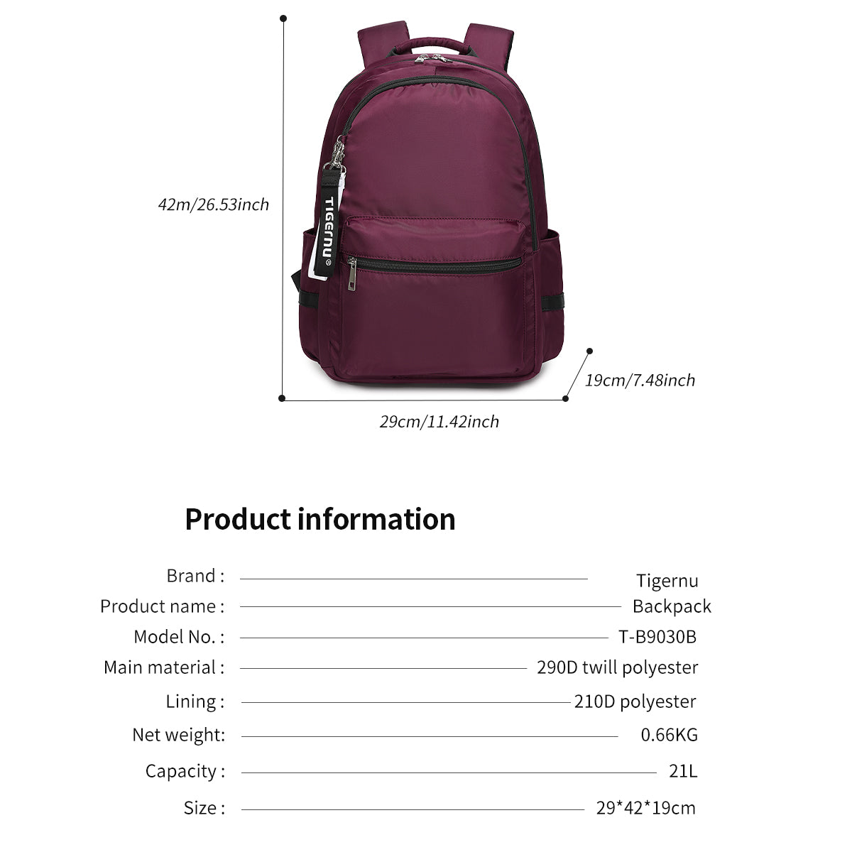 Mochila Académica Negro/Rosado T-B9030B