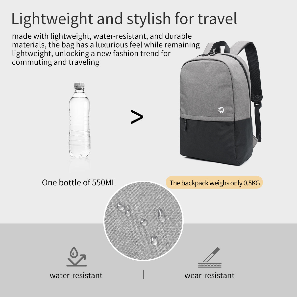 Mochila Académica Negro con Gris T-B9325