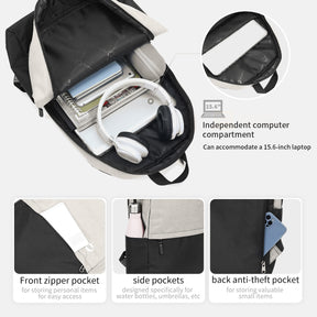 Mochila Académica Negro con Beige T-B9325