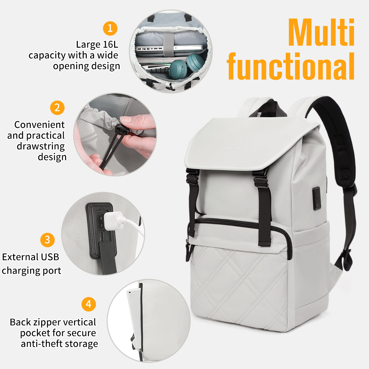 Mochila Urbana Gris Claro T-B9381