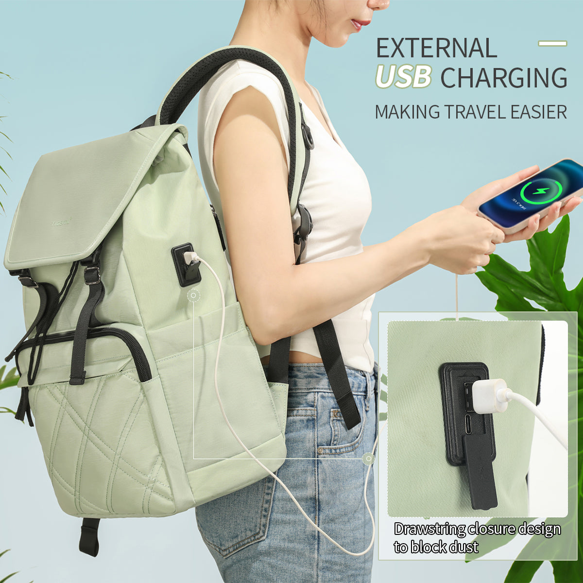 Mochila Urbana Verde Claro T-B9381
