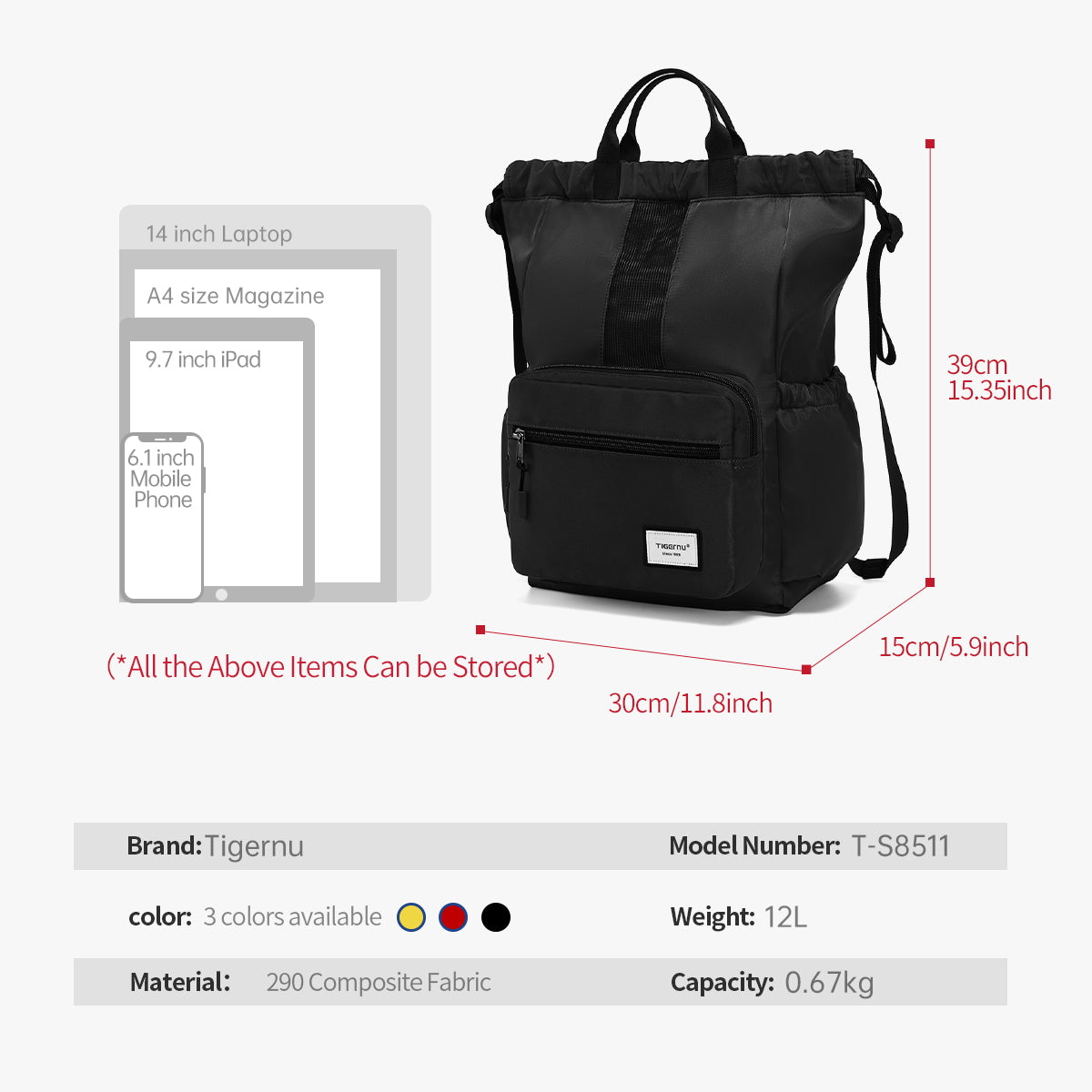 Bolso Urbano Negro T-S8511