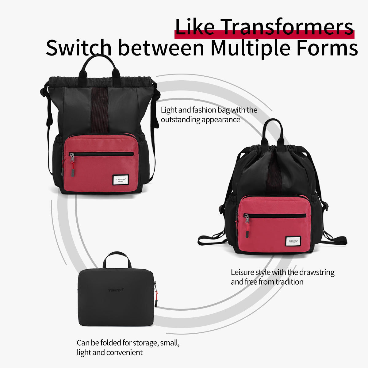 Bolso Urbano Negro/Burdeo T-S8511