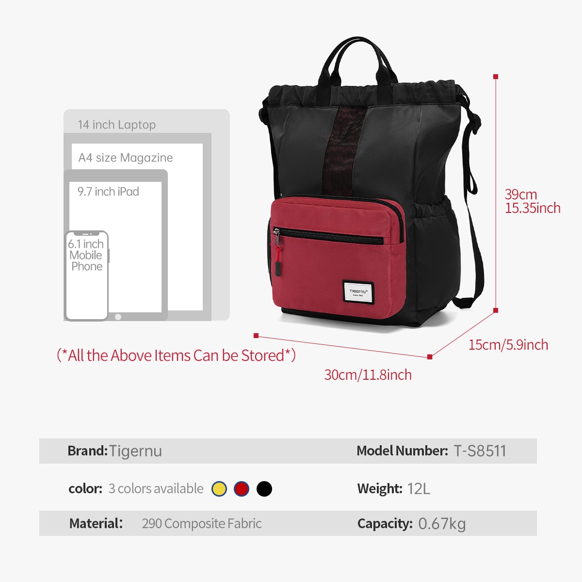 Bolso Urbano Negro/Burdeo T-S8511