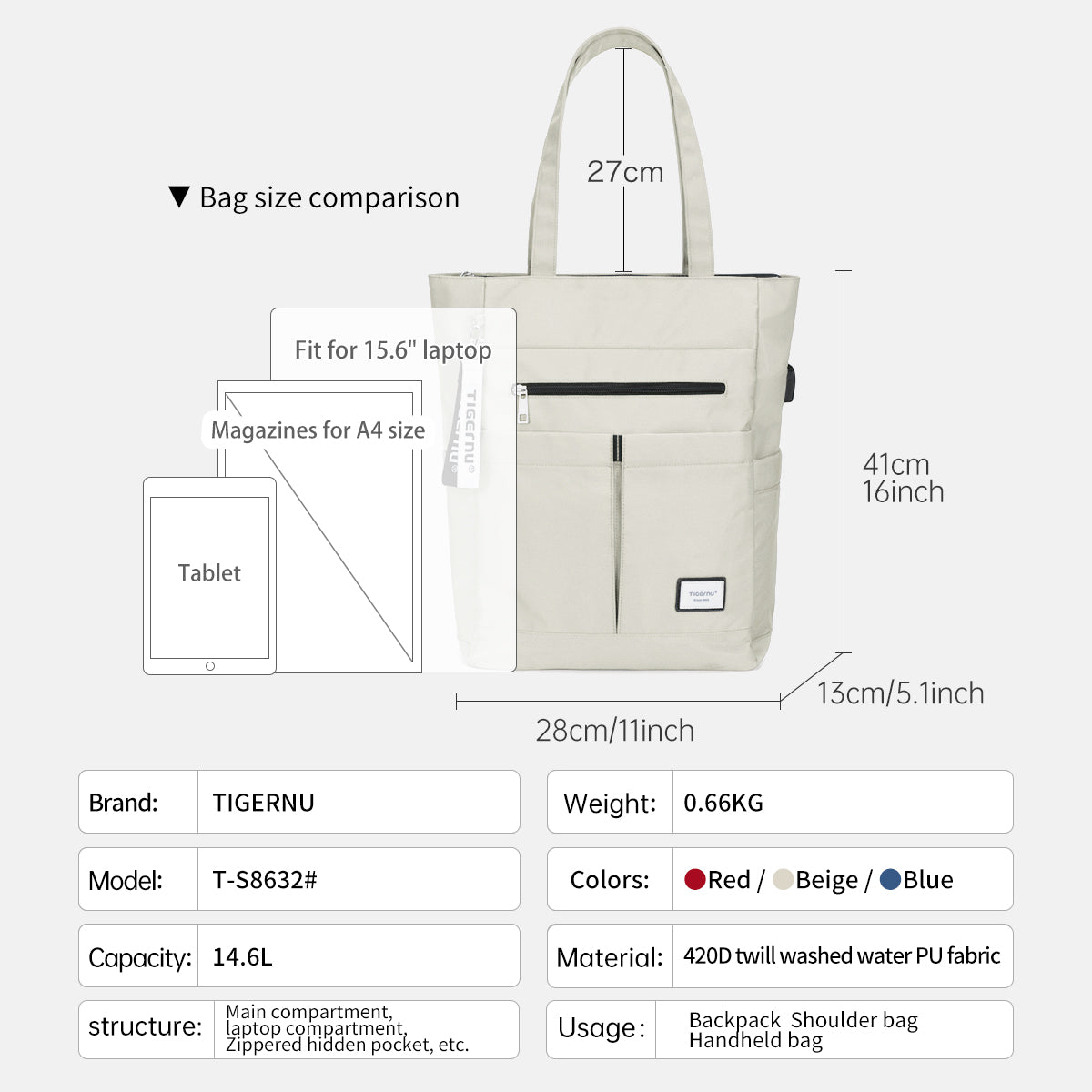 Bolso Urbano Blanco T-S8632