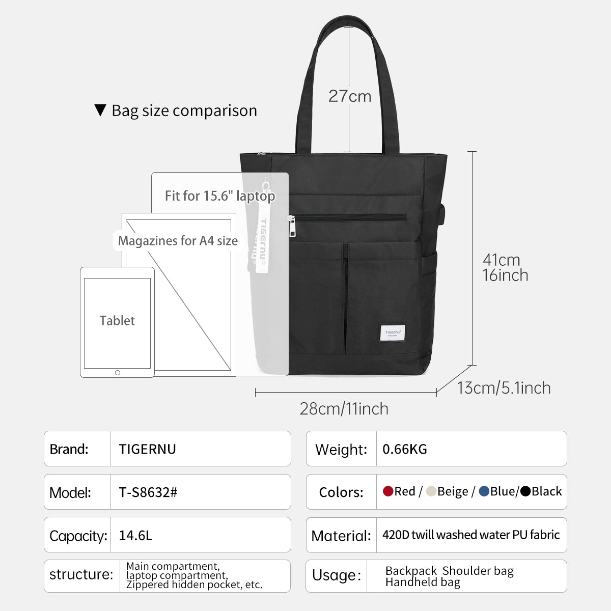 Bolso Urbano Negro T-S8632