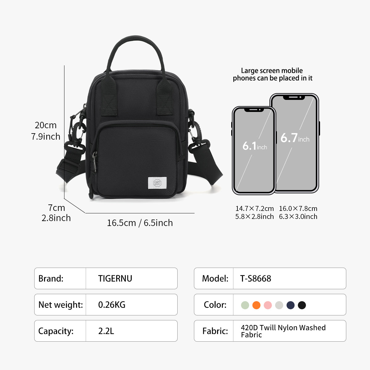 Bolso Tipo Bandoleras Negro T-S8668