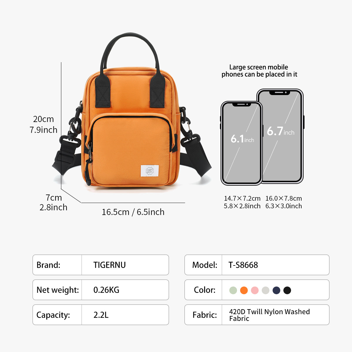 Bolso Tipo Bandoleras Naranjo T-S8668
