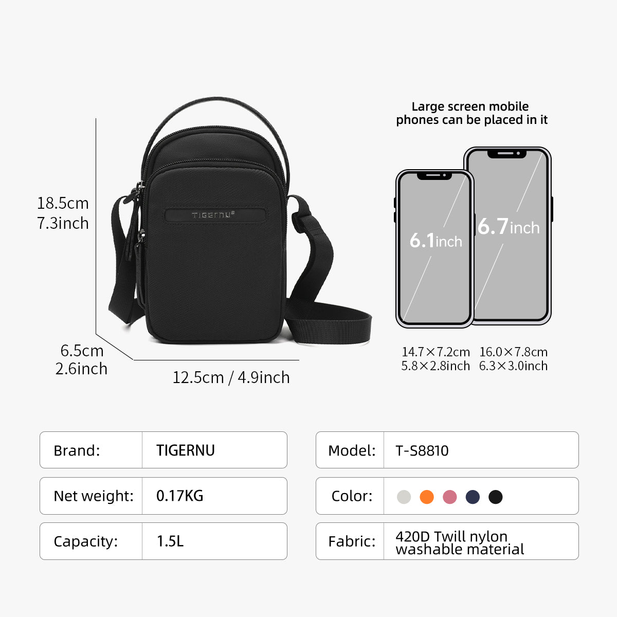 Bolso Tipo Bandoleras Negro T-S8810